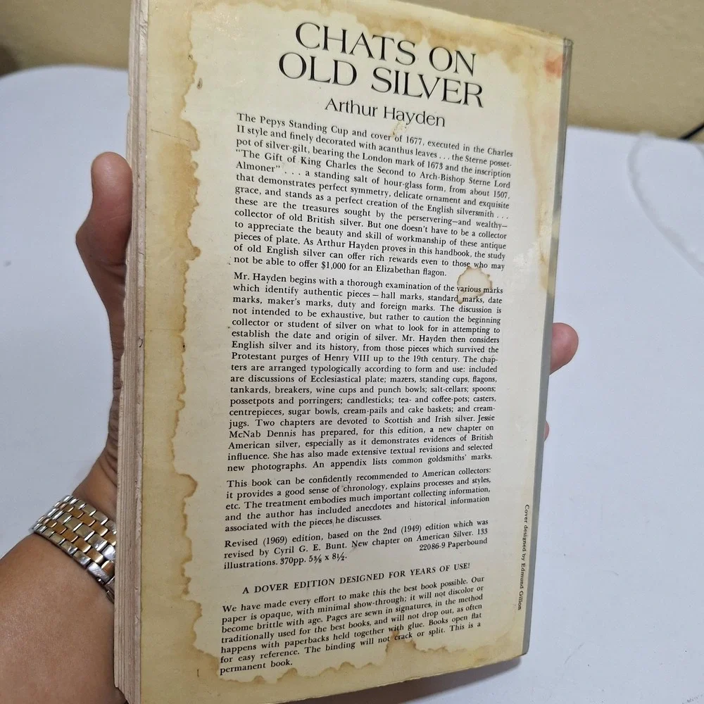 Chats On Old Silver Arthur Hayden 1969 Dover Antique Silver Collector Guide Book
